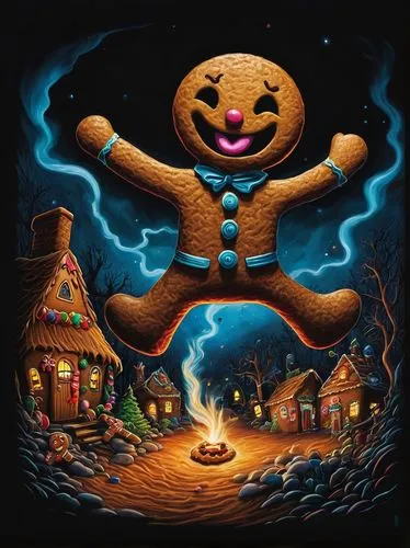 gingerbread man,gingerbread boy,gingerbread woman,gingerbread girl,gingerbread cookie,gingerbread,Illustration,Realistic Fantasy,Realistic Fantasy 34