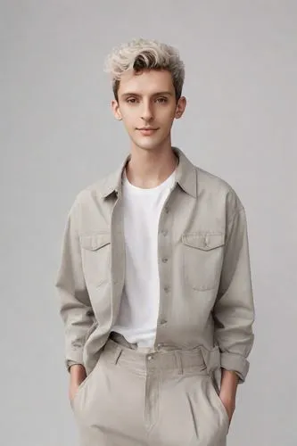 a wax dummy,male model,model train figure,3d figure,male elf,3d model,men's wear,jean button,display dummy,neutral color,men clothes,khaki,articulated manikin,model years 1958 to 1967,khaki pants,portrait background,plastic model,coveralls,wooden mannequin,product photos,Photography,Realistic