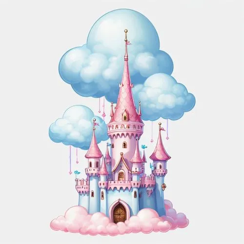 fairy tale castle,fairy chimney,cloudmont,fairytale castle,disney castle,whipped cream castle,Illustration,Abstract Fantasy,Abstract Fantasy 11