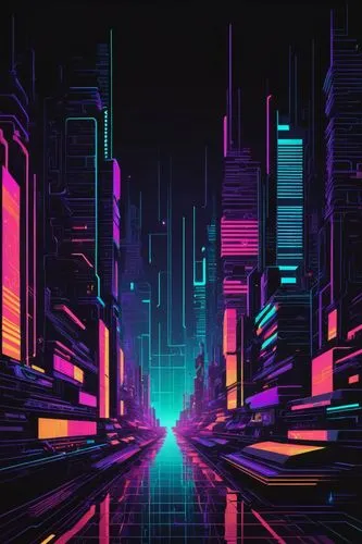 ASCII art, digital image, pixelated, futuristic, neon colors, glowing effect, cursive font, bold typography, geometric shapes, abstract composition, dark background, high contrast, 8-bit style, nostal