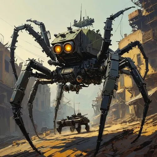 tarantula,walking spider,giant spider,arachnid,anansi,arachnophobia,webcrawler,postapocalyptic,pumpkin spider,arachnids,arachnology,spider,tarantulas,skotnikov,arachnoid,spiders,beholders,mechana,crawler,spider the golden silk,Conceptual Art,Sci-Fi,Sci-Fi 01