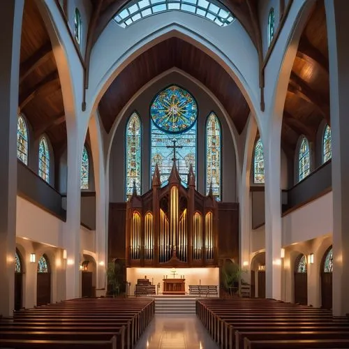 pipe organ,interior view,christ chapel,presbytery,sanctuary,interior,the interior,chapel,pcusa,gpib,choir,nave,main organ,transept,altar,kerk,collegiate basilica,reredos,church choir,gereja,Illustration,American Style,American Style 12