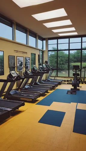 A calm and relaxing gym with soft lighting and peaceful music playing.,fitness room,fitness center,leisure facility,leisure centre,gymnastics room,exercise equipment,gymnasium,gym,recreation room,indo