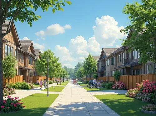 townhomes,kleinburg,new housing development,townhouses,suburbanized,netherwood,aurora village,stittsville,suburbia,suburban,streamwood,suburbanization,suburu,subdivision,townhome,redrow,bungalows,housing estate,liveability,wooden houses,Photography,General,Realistic