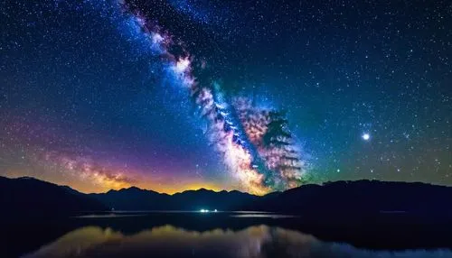 the milky way,milky way,milkyway,colorful stars,astronomy,the night sky,galaxy collision,starry sky,galaxy,night sky,fairy galaxy,japan's three great night views,auroras,starry night,south island,rainbow and stars,nz,heaven lake,aurora,aurora borealis,Illustration,Japanese style,Japanese Style 05