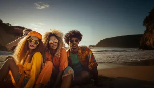 en la playa en el atardecer,hippie time,hippie,aboriginal culture,hippy,petra tou romiou,indigenous australians,brazilian beach,beach goers,orange robes,fraser island,lover's beach,aborigines,peruvian