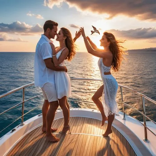 on a yacht,loving couple sunrise,couple goal,dancing couple,honeymoon,yacht,as a couple,yachts,yacht exterior,romantic scene,sailing,cruise,at sea,travel insurance,sailing ship,pre-wedding photo shoot,couple - relationship,long-term goal,waving,goal,Photography,General,Realistic