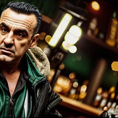 irish mobster walking into a bar,deadwood,barman,riddler,green jacket,godfather,television character,mafia,heineken1,film actor,bartender,cholado,mobster,gambler,mubarak,man portraits,shopkeeper,gangs