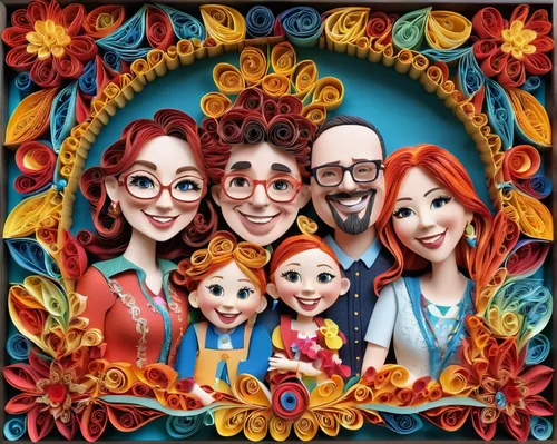 Create a vibrant family picture full of laughter and joy at a lively carnival.,international family day,caper family,happy family,poppy family,daisy family,melastome family,cirque du soleil,parents wi