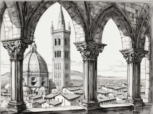 brunelleschi,cenco,abbaye de belloc,orvieto,sermoneta,monasterium,duomo,piranesi,citta alta in bergamo,disegno,adolfsson,abbazia,porticus,gubbio,arcaded,bergamo,conventual,montefalco,pistoia,san galgano,Illustration,Black and White,Black and White 34