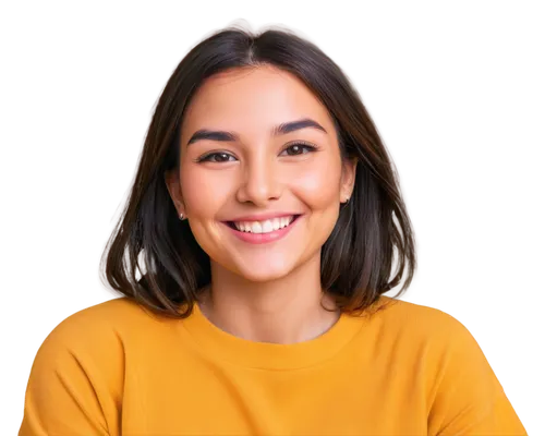 Yellow smiley face, smiling eyes, rosy cheeks, soft facial features, white teeth, rounded eyebrows, shiny skin, cartoon style, vibrant colors, front view, close-up shot, warm lighting, shallow depth o