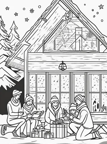 coloring page,coloring pages,coloring pages kids,christmas scene,christmas banner,coloring book for adults,nordic christmas,coloring for adults,coloring picture,winter house,christmas motif,christmas pattern,snow scene,holiday wine and honey,advent calendar printable,modern christmas card,christmas manger,the occasion of christmas,winter village,christmas mock up,Illustration,Black and White,Black and White 04