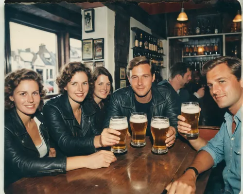 American tourists in a bar in Belgium innocently drinking extra strong local beer and getting drunk, much to the amusement of local customers, ,oktoberfest celebrations,brouwerij bosteels,gluten-free 