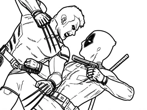 arrow line art,backstab,mono-line line art,inking,deadpool,wolverine,Design Sketch,Design Sketch,Rough Outline