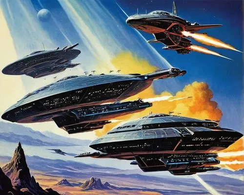 vulcans,voyagers,starship,space ships,mcquarrie,gradius,interceptors,nacelles,ufos,skymasters,spaceships,enterprise,trek,uss voyager,ufo intercept,battlestars,comets,terrans,futurians,valerian,Conceptual Art,Sci-Fi,Sci-Fi 20