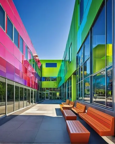 googleplex,school design,colorful facade,colorful glass,color wall,epfl,ocad,phototherapeutics,modern architecture,technicolour,glass blocks,gensler,shipping containers,glass facades,buren,skyways,bicocca,glass facade,saturated colors,colorful bleter,Illustration,Realistic Fantasy,Realistic Fantasy 10