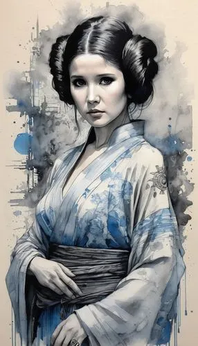 leia,geiko,geisha,organa,japanese art,hakama,maiko,uemura,japanese woman,kommuna,ukiyoe,amidala,geisha girl,padme,hanfu,tsuneo,kochiyama,sakimoto,ani,daiyu,Illustration,Paper based,Paper Based 30