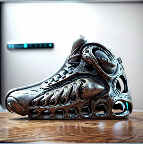 a metal shoes that is made to look like a shoe,griffeys,uptempo,karrimor,dyneema,venoms,airdromes