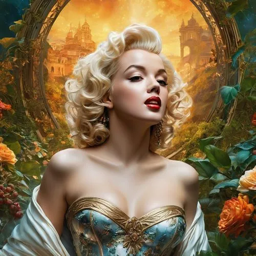 cinderella,fantasy portrait,fantasy art,fantasy picture,fantasy woman,fairy queen,baroque angel,dahlia,madonna,marylin monroe,fairy tale character,secret garden of venus,marylyn monroe - female,faery,aphrodite,the blonde in the river,white rose snow queen,faerie,magnolia,blonde woman,Conceptual Art,Fantasy,Fantasy 05