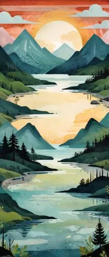 raincoast,salt meadow landscape,phone wallpaper,landscape,Illustration,Vector,Vector 08