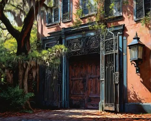 savannah,french quarters,tulane,micanopy,entrances,telfair,kalorama,charleston,entryway,front gate,brownstones,entranceway,doorways,brookgreen,blue door,old colonial house,doorkeepers,house entrance,old town house,reynolda,Conceptual Art,Sci-Fi,Sci-Fi 23