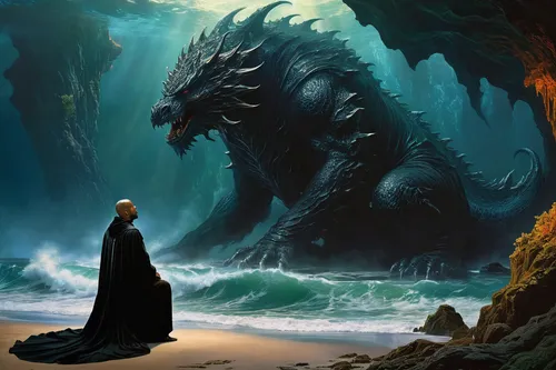 black dragon,dragon of earth,god of the sea,heroic fantasy,fantasy picture,fantasy art,wyrm,sea god,sci fiction illustration,kelpie,dragon,guards of the canyon,sea monsters,green dragon,dragon slayer,dragons,godzilla,imperial shores,basilisk,draconic,Conceptual Art,Fantasy,Fantasy 05