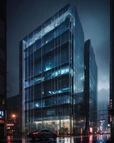 kamurocho,glass building,glass facade,aqua studio,alchemax,office building,the skyscraper,edificio,skyscraper,pc tower,psychiko,office buildings,chengyi,isozaki,blue rain,proskauer,mithibai,urbis,appartment building,kirrarchitecture,Illustration,Retro,Retro 02