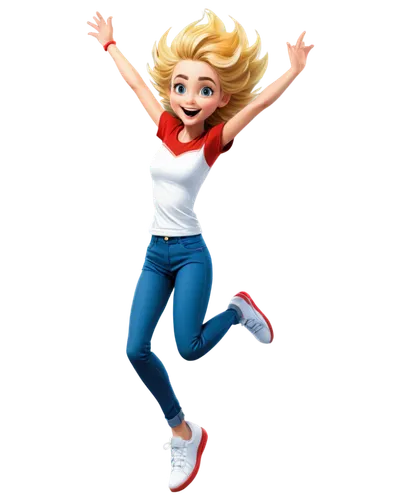 derivable,little girl running,adrien,leap for joy,jeans background,jubilant,jubilance,jumpiness,cute cartoon image,cute cartoon character,innoventions,jubilation,jumping,kids illustration,3d rendered,flying girl,character animation,3d render,aliona,3d model,Illustration,Paper based,Paper Based 23