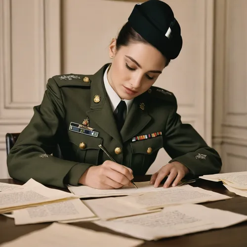 military person,military officer,military uniform,a uniform,correspondence courses,girl studying,military rank,military,a letter,jean simmons-hollywood,paperwork,military organization,civilian service,post letter,letter,application letter,cadet,documents,the military,non-commissioned officer,Photography,Documentary Photography,Documentary Photography 05