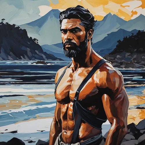 man at the sea,aquaman,wolverine,david bates,poseidon,sea man,painting technique,oil on canvas,italian painter,digital painting,oil painting,drover,cave man,el mar,oil painting on canvas,michelangelo,muhammad ali,world digital painting,the man in the water,african man,Conceptual Art,Oil color,Oil Color 08