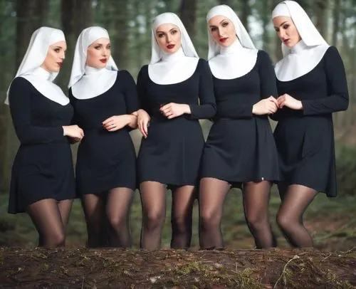 HJRYJKK,NUDR,a group of beautiful women wearing nun dresses,nuns,nunsense,nun,monjas,womenpriests,postulants