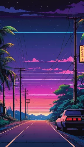 aesthetic,retro background,80s,80's design,dusk,dusk background,wallpaper roll,would a background,retro styled,background screen,tropics,screen background,nostalgic,wallpaper,retro,desktop wallpaper,miami,vhs,hd wallpaper,neon arrows,Illustration,Japanese style,Japanese Style 06