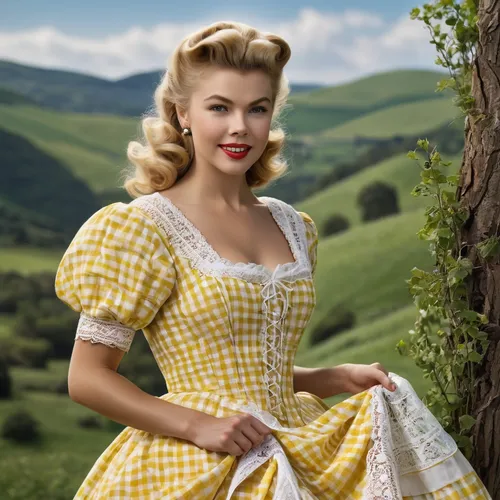 connie stevens - female,country dress,sound of music,heidi country,gingham,southern belle,vintage dress,hoopskirt,merilyn monroe,polka dot dress,gena rolands-hollywood,countrygirl,retro women,retro woman,maureen o'hara - female,bodice,pin-up model,hollywood actress,doris day,crinoline,Photography,General,Natural