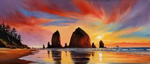 standing stones,beach landscape,the twelve apostles,twelve apostles,rock painting,art painting,coastal landscape,acrylic paints,oil pastels,split rock,sea stack,acrylic paint,rock formations,seascapes,sea landscape,seascape,oil painting,art paint,uluru,painting technique,Conceptual Art,Oil color,Oil Color 22