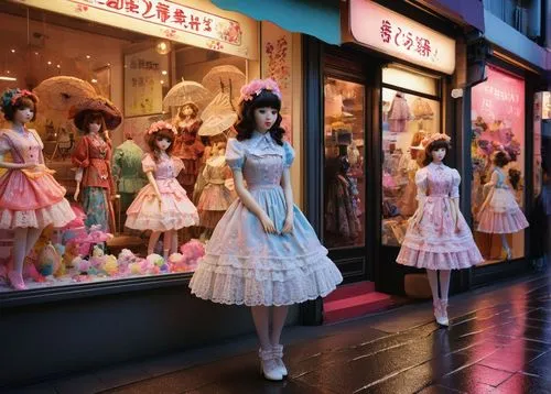 harajuku,anime japanese clothing,doll dress,doll kitchen,naginatajutsu,dress shop,japanese kawaii,dress doll,shopwindow,doll shoes,the japanese doll,japanese doll,shop window,fashion doll,shopping street,japanese idol,fashion dolls,store window,shop-window,porcelain dolls,Illustration,Japanese style,Japanese Style 08