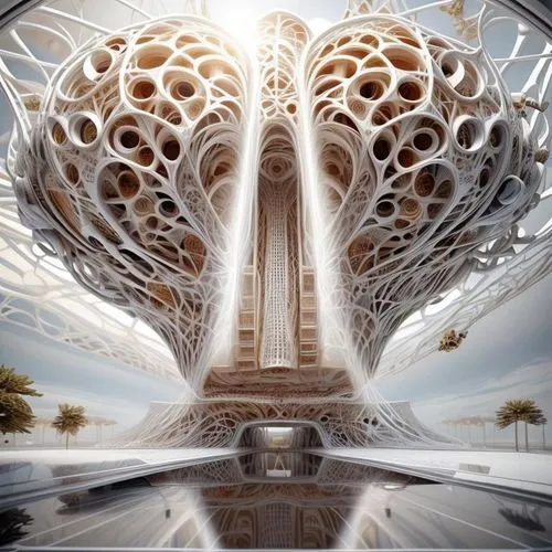 arcology,futuristic architecture,fractals art,fractal environment,honeycomb structure,biomechanical,morphogenesis,futuristic landscape,islamic architectural,futuroscope,fractal art,heatherwick,lusail,biomimicry,fractalius,ultrastructure,mandelbulb,vespertine,universum,flower of life