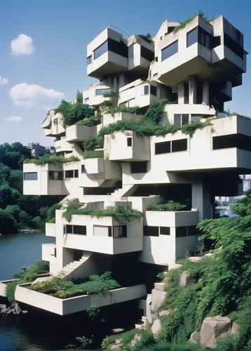 habitat 67,cube stilt houses,japanese architecture,hashima,brutalist architecture,cubic house,futuristic architecture,modern architecture,stilt houses,kirrarchitecture,cube house,dunes house,arhitecture,multi-storey,apartment block,condominium,asian architecture,apartment building,archidaily,floating island,Illustration,Retro,Retro 06