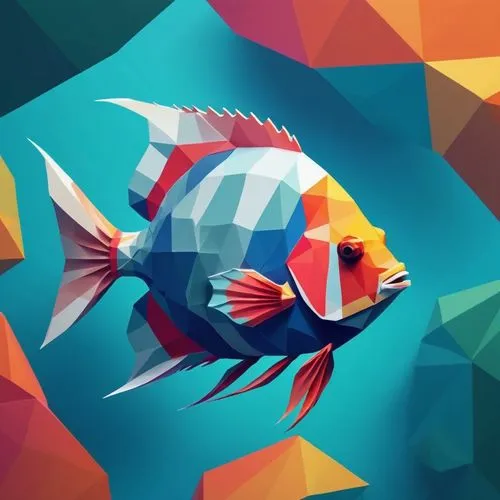 fish collage,fish in water,ornamental fish,rainbowfish,snapfish,playfish,Unique,3D,Low Poly