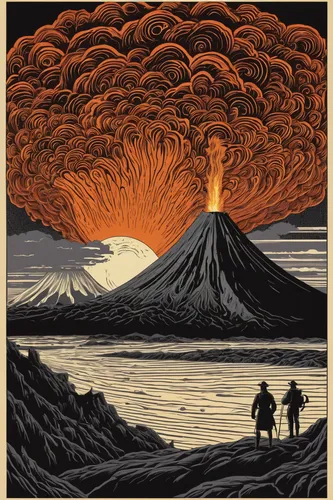 volcanos,volcano,volcanism,volcanoes,volcanic eruption,volcanic,mount vesuvius,lava,volcanic landscape,vesuvius,volcanic activity,volcanic field,the volcano,cool woodblock images,stratovolcano,eruption,types of volcanic eruptions,the eruption,kilauea,krafla volcano,Illustration,Black and White,Black and White 21