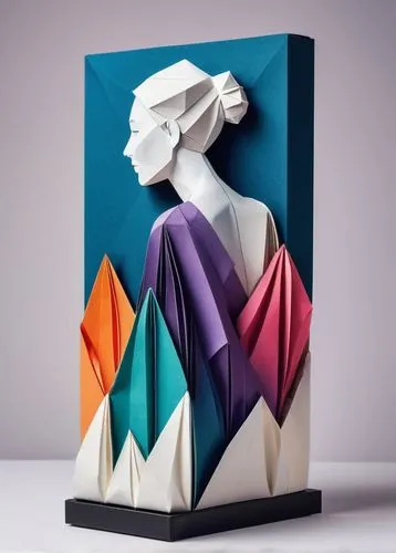 paper art,maquettes,folded paper,art deco woman,low poly,paper stand,lowpoly,maquette,woman sculpture,cosmetics packaging,3d figure,bookend,card box,cigarette box,cubisme,cubist,decanters,origami,low poly coffee,3d art,Unique,Paper Cuts,Paper Cuts 02