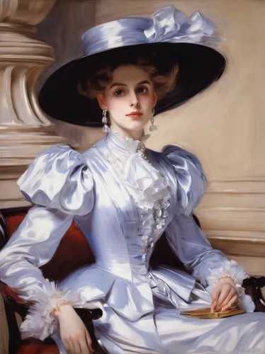 victorian lady,franz winterhalter,the hat of the woman,white lady,lillian gish - female,ethel barrymore - female,portrait of a woman,the victorian era,victorian fashion,dame blanche,debutante,mrs white,the hat-female,portrait of a girl,packard patrician,woman's hat,woman sitting,victorian style,overskirt,barbara millicent roberts,Conceptual Art,Fantasy,Fantasy 20