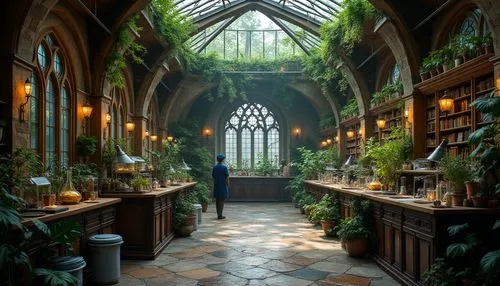 herbology,dandelion hall,apothecary,conservatory,hogwarts,oxbridge,victorian room,vestry,inglenook,diagon,orangery,reading room,leek greenhouse,greenhouse,conservatories,perfumery,sanctuary,alcove,victorian kitchen,ornate room,Photography,General,Realistic