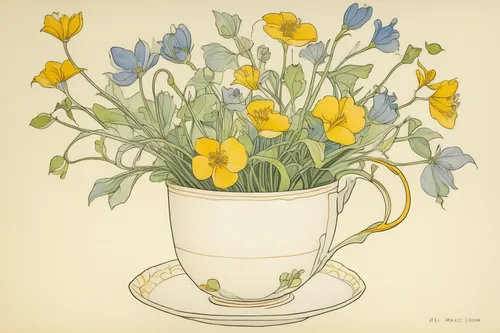 Compose a romantic poem about a delicate April cup filled with love and memories.,yellow tulips,jonquil,tommie crocus,jonquils,the trumpet daffodil,tulipa sylvestris,still life of spring,daffodils,daf