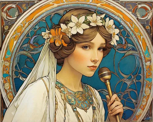 art nouveau,mucha,art nouveau design,alfons mucha,art deco woman,art nouveau frame,girl in a wreath,art nouveau frames,accolade,art deco ornament,lillian gish - female,flora,the prophet mary,priestess,jessamine,jasmine blossom,art deco,the flute,artemisia,rusalka,Illustration,Retro,Retro 03