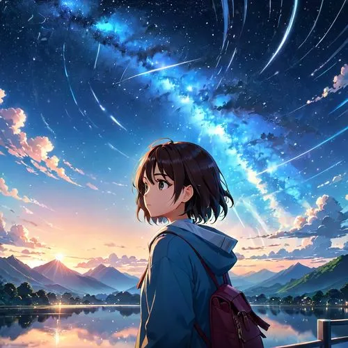 dusk background,night sky,starry sky,star sky,the night sky,beautiful wallpaper,sky,kumiko,nightsky,suzumiya,cielo,rainbow and stars,colorful stars,shakugan,stargazing,falling stars,megumi,evening sky,hiro,autumn sky,Anime,Anime,Realistic