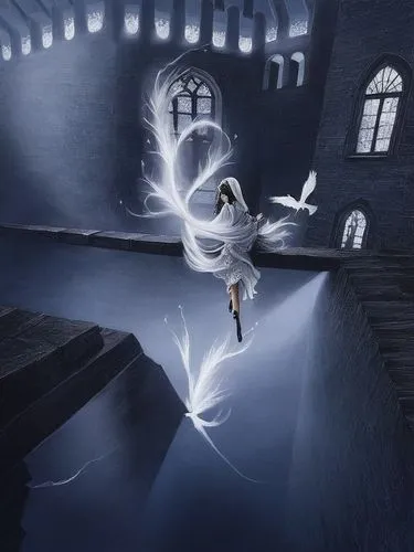 patronus,weiss,sylphs,ghostley,fantasy picture,flying girl,spellcasting,janna,white rose snow queen,claymore,celeborn,peignoir,spellbound,wisp,whirlwinds,sigyn,leap of faith,adagio,leap,spellcaster,Il