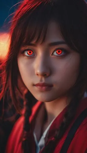 fire red eyes,red eyes,children's eyes,fire eyes,red-eye effect,little red riding hood,orange eyes,japanese doll,mystical portrait of a girl,the japanese doll,asuka langley soryu,red riding hood,red lantern,heterochromia,women's eyes,children's background,the eyes of god,mulan,diya,devil,Photography,General,Cinematic