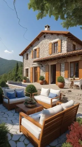 make rendering of this sketch ,holiday villa,3d rendering,home landscape,inmobiliaria,casabella,house in mountains,house in the mountains,pelion,immobilier,private house,luxury property,beautiful home