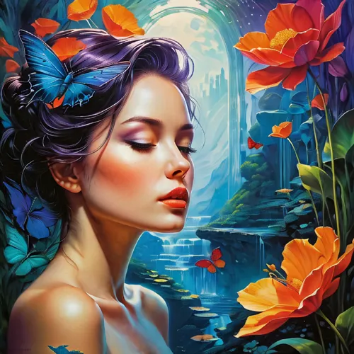 fantasy art,fantasy picture,fantasy portrait,secret garden of venus,faery,blue moon rose,world digital painting,faerie,mystical portrait of a girl,splendor of flowers,romantic portrait,mermaid backgro