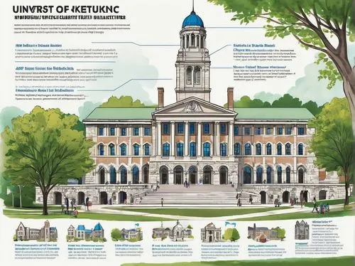 University of Kentucky, modern campus architecture, Gothic Revival style, grandiose stone buildings, sprawling green lawns, mature trees, walking paths, benches, students sitting on steps, backpacks s